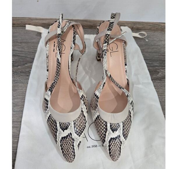New AGL Snake Print Slingback Leather Heel Shoes size 40 - Picture 8 of 9